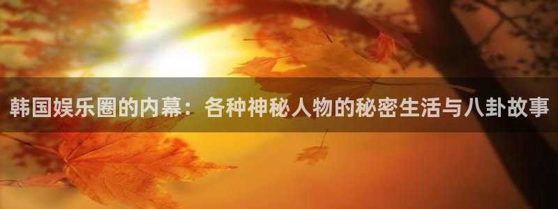 mg不朽情缘体育：韩国娱乐圈的内幕：各种神秘人物的秘密生活与八卦故事